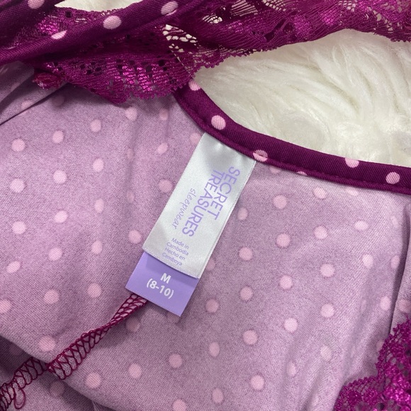 SECRET TREASURES POLKA DOT LACE SLEEPWEAR SLIP DRESS FAIRYCORE WHIMSICAL - Picture 2 of 6